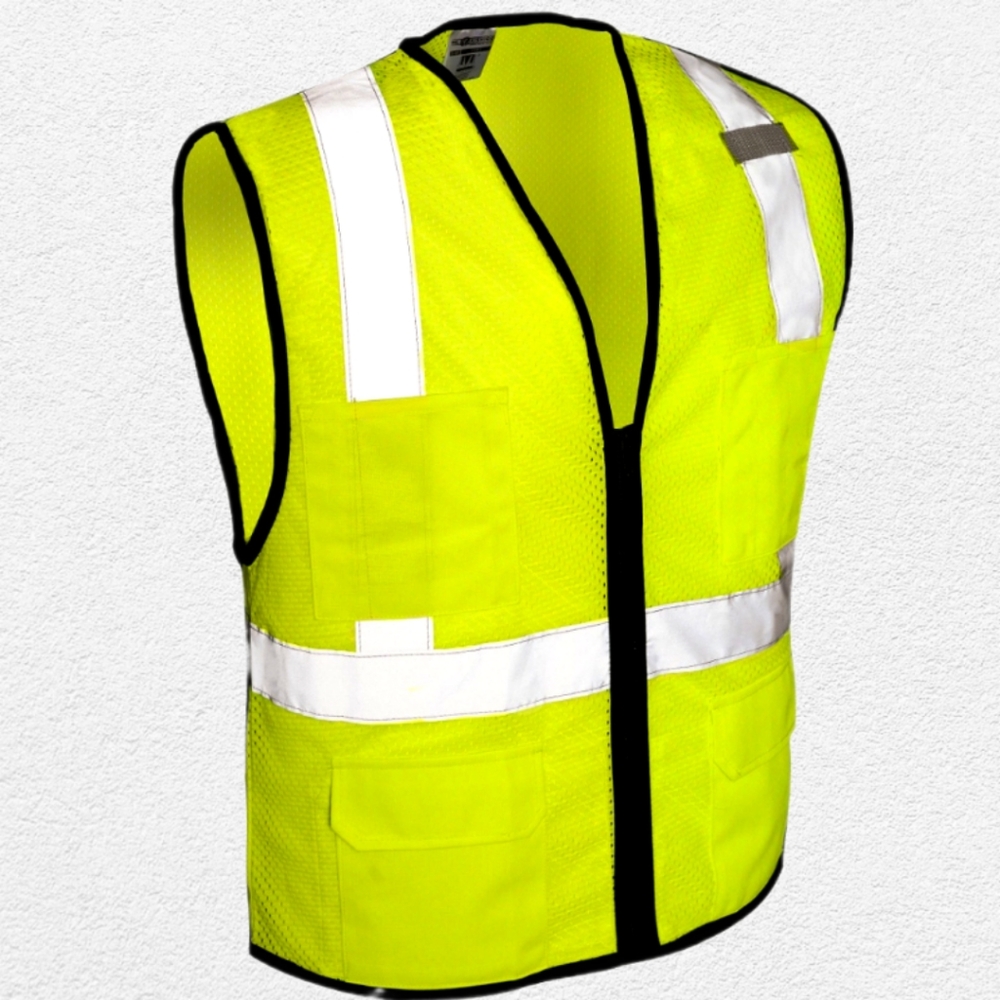 Kishigo 1191 Economy Series 6-Pocket Mesh Safety Vest - Yellow/Lime Class 2
